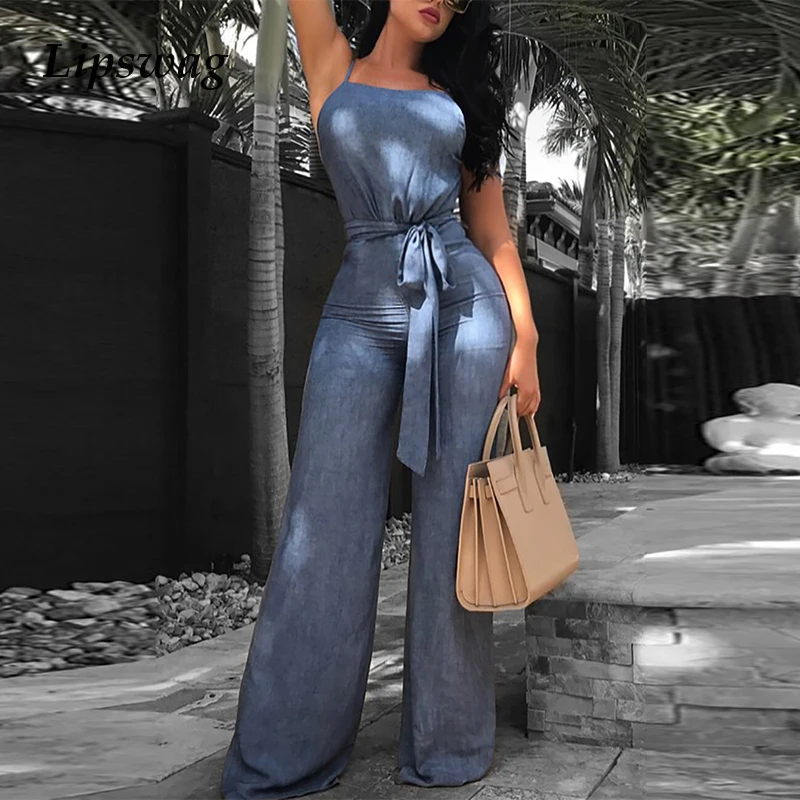 

Sexy Women Elegant Off Shoulder Romper Bodysuit Summer Office Lady Fashion Tied Detail Overalls Vintage Print Wide Leg Jumpsuit