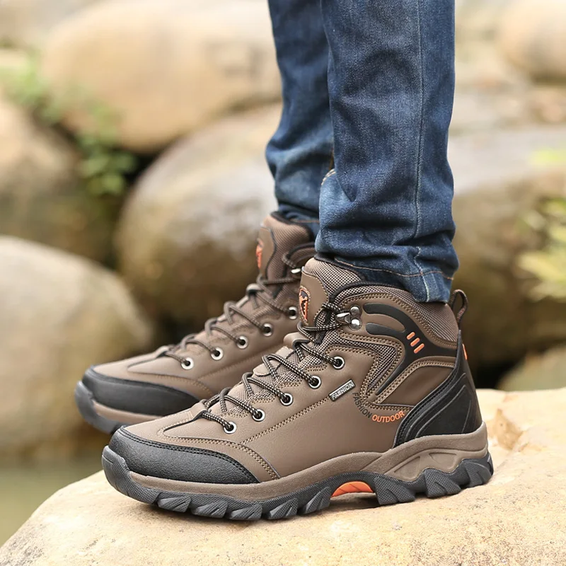 

CEVABULE Plus Size Boots Outdoor Mountaineering Shoes Waterproof Antiskid Travel Hiking Shoes Men's Boots Shoes Men Sneakers LCH