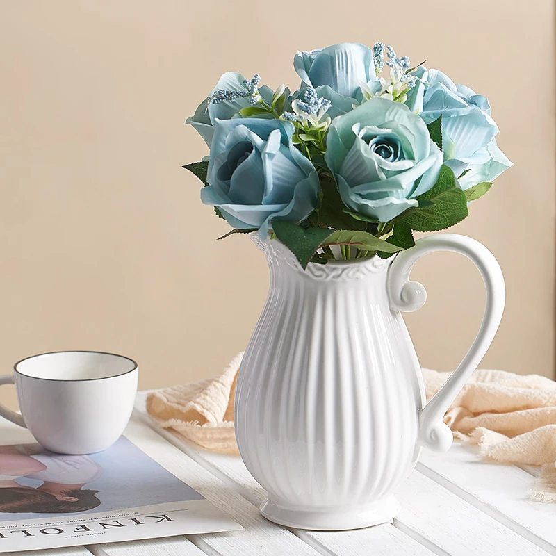 Современный домашний декор креативный керамический чайник ваза для цветов белая