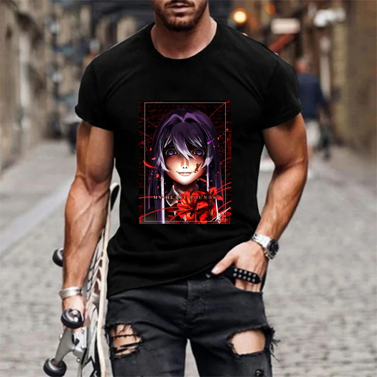 

2021 Summer New Cotton Solid T Shirt Men Causal O-neck Basic T-shirt Male High Quality Doki Doki Literature Club Classical Tops