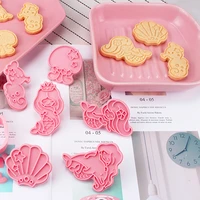 6pcsset shell seahorse octopus biscuit mold cartoon press cookie cutter diy gingerbread chocolate mould cakes decorating tools