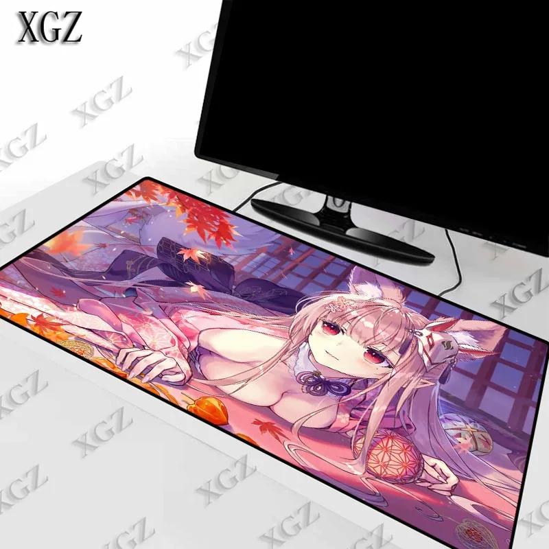 Большой коврик для мыши XGZ Sexy Cute Girl Anime Speed Lock Edge из натурального каучука