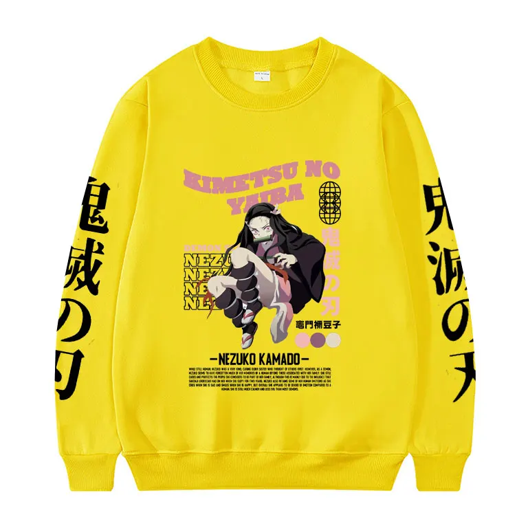 

Popular Fashion Design Anime Demon Slayer Sweatshirt Kamado Nezuko Pattern Pullover Men/Women Oversized Arm Print Sweatshirts
