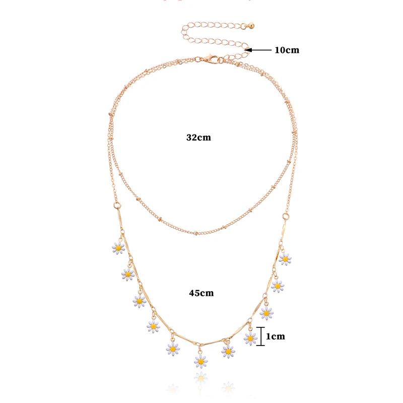 

New Korea Lovely Daisy Flowers Colorful Beaded Charm Statement Short Choker Necklace For Women Vacation Jewelry