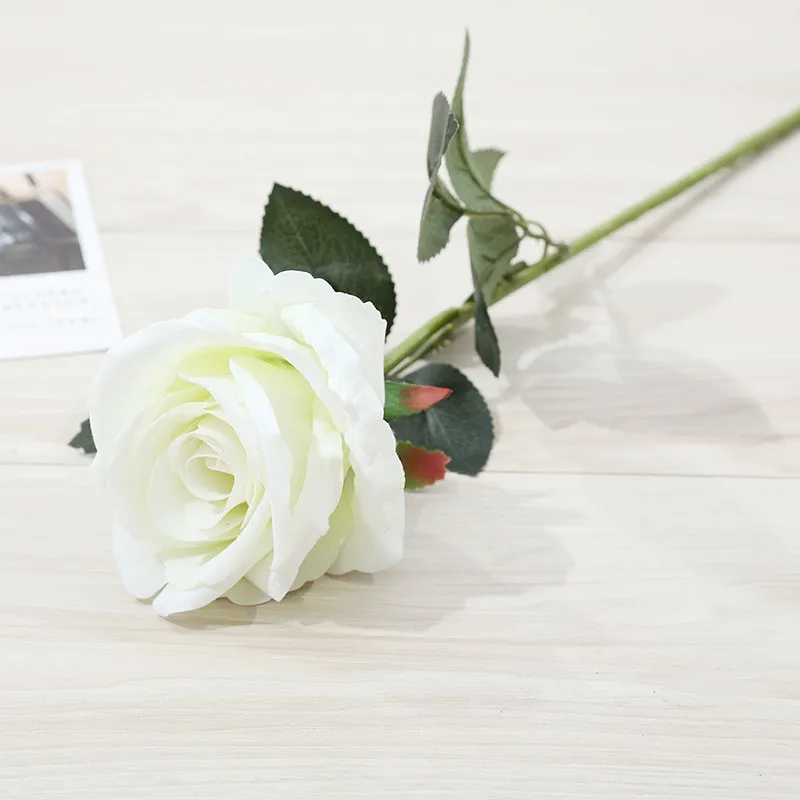 white 1 шт./лот, латексная Роза, искусственные цветы, настоящая Роза на ощупь, цветы на год, украшение для дома, свадьбы, вечеринки, подарок на день рождения - Цвет: white