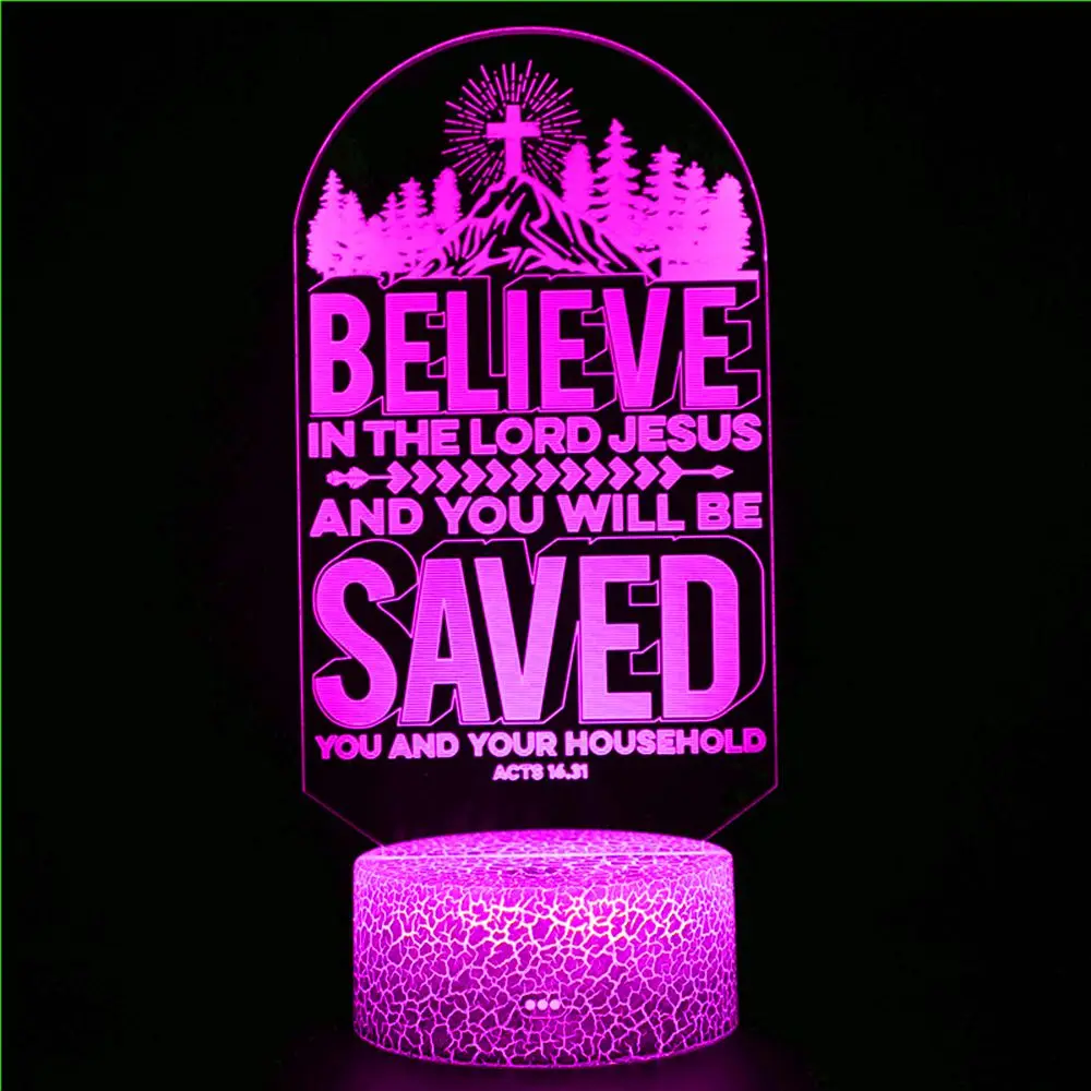 

Bible book 3D night light 16 color change USB LOGO text label icon decoration cross statue model believer Christian LED light