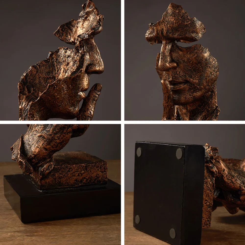 

home decor sculpture decorative statues for decoration figurines abstract resin thinker silence is gold Mask forgetive Ornament