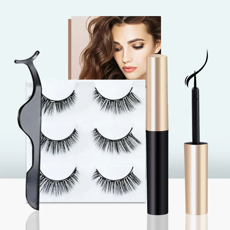 Подводка для глаз с 3D магнитом 3 пары/компл. Магнитный комплект подводки