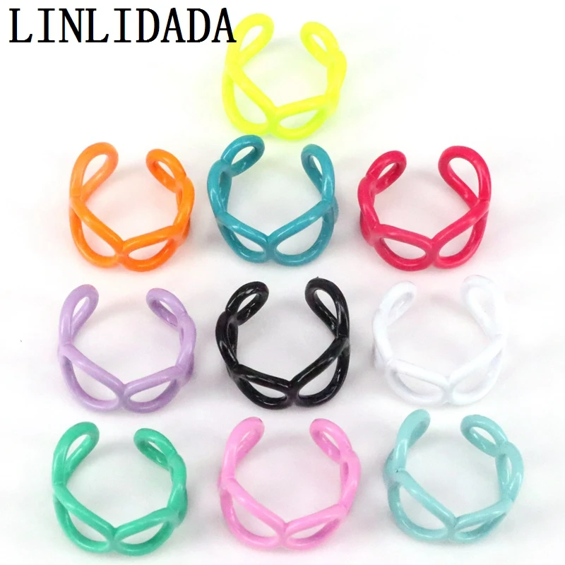 

10Pcs Popular Fashion Not Fade Candy Colorful Enamel Oil Drip Geometry Purple White Red Adjustable Ring For Women