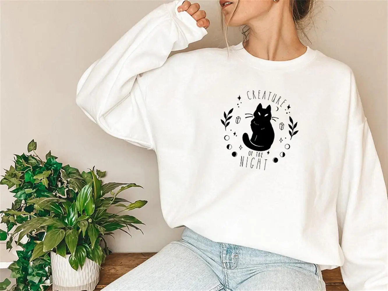 

Loose Sweatshirt Women Printed Pullover Round Neck Long Sleeve Tops Loose Tunic Sweatshirt Casual Ladies Loose Crew Neck Tops