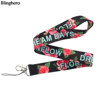 blinghero rose lanyard painting lanyards for keys phone neck strap hang rope id badge holders keychains gifts bh0306