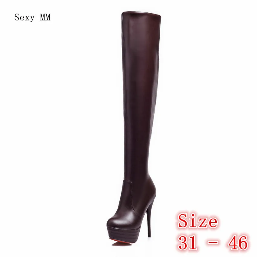 Осенние женские ботфорты на высоких каблуках и платформе Женские сапоги высоком