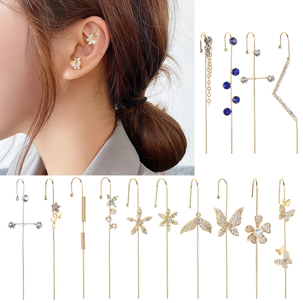 Богемные серьги с молнией и цирконием серьги-гвоздики гусеничным крючком