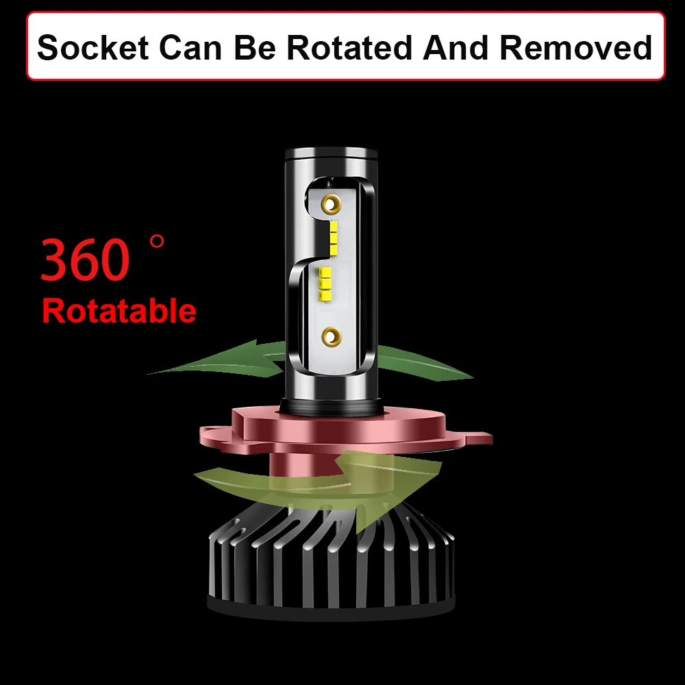 YHKOMS H4 светодиодный Canbus зэс H1 H7 светодиодный 100 Вт 12000LM H8 H9 H11 9005 HB3 9006 HB4 H3 880 881 H27 фар автомобиля анти EMC без ошибки 12V
