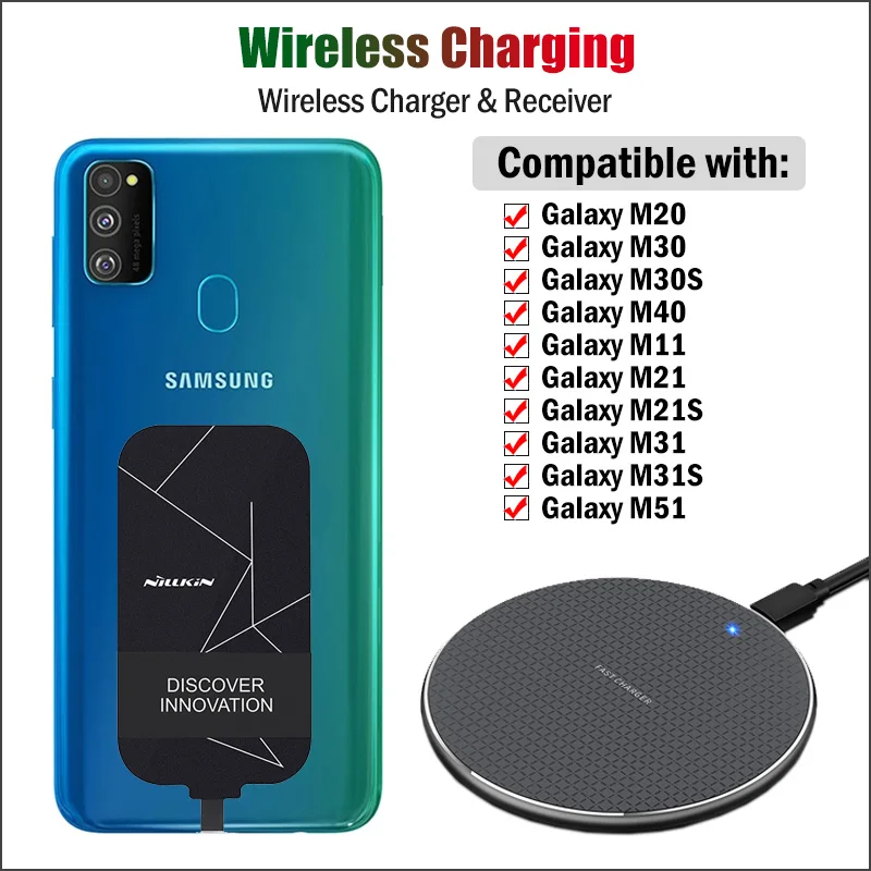 Qi беспроводной зарядный адаптер для Samsung Galaxy M20 M30 M40 M11 M21 M31 M51 M30S M21S M31S Беспроводное