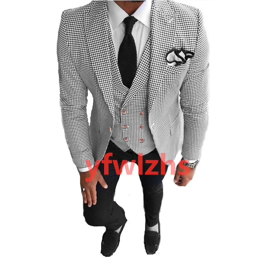 

New Arrival One Button Groomsmen Peak Lapel Groom Tuxedos Men Suits Wedding/Prom Best Man Blazer ( Jacket+Pants+Vest+Tie) B171