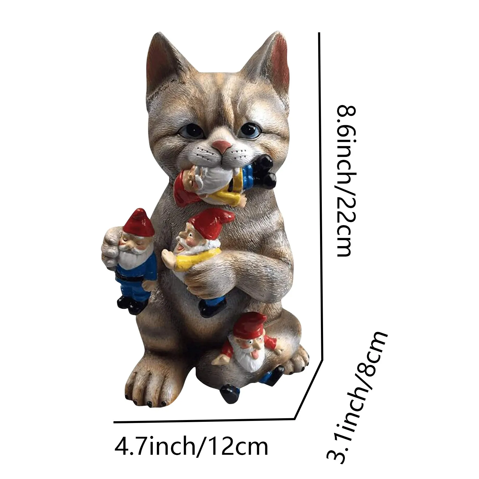 Mischievous Cat Garden Gnome Statue Collectible Happy Decor Art Sculptures Statues Home Figurine Décor | Дом и сад