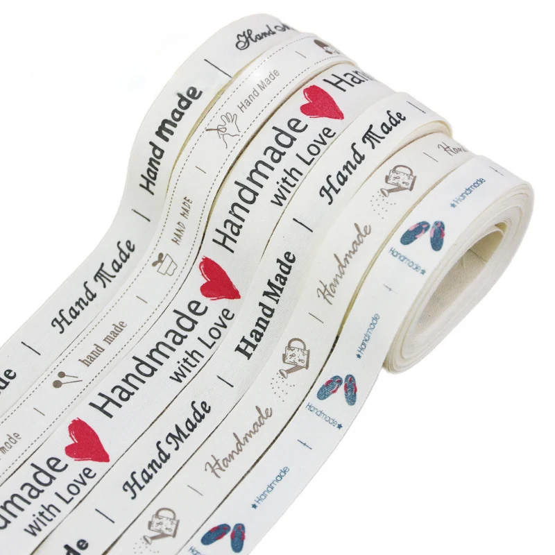 (10 метров/рулон) 15 мм белые хлопковые ленты с принтом ручной работы тесьма