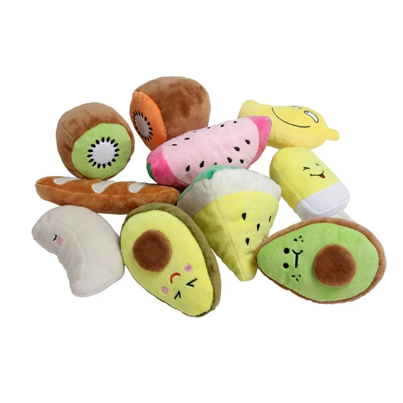 Plush Fruit Shaped Squeaky Dog Toy for Teeth Cleaning and Stress Relief image 2