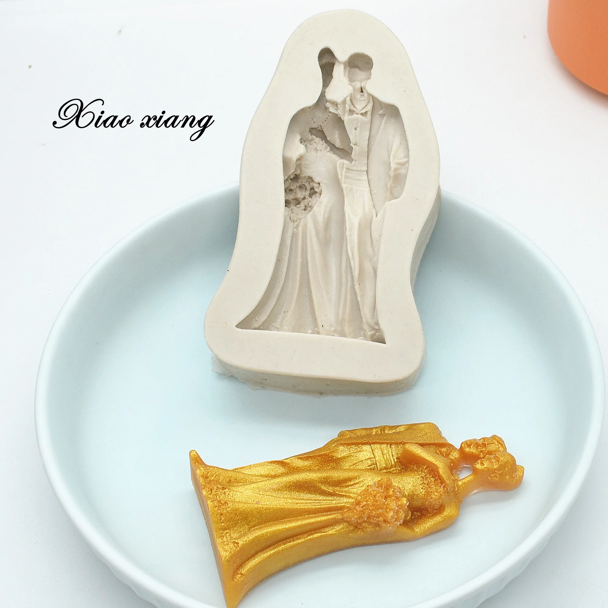 3D Жених и невеста свадебное силиконовый Fondant (сахарная) пресс формы для