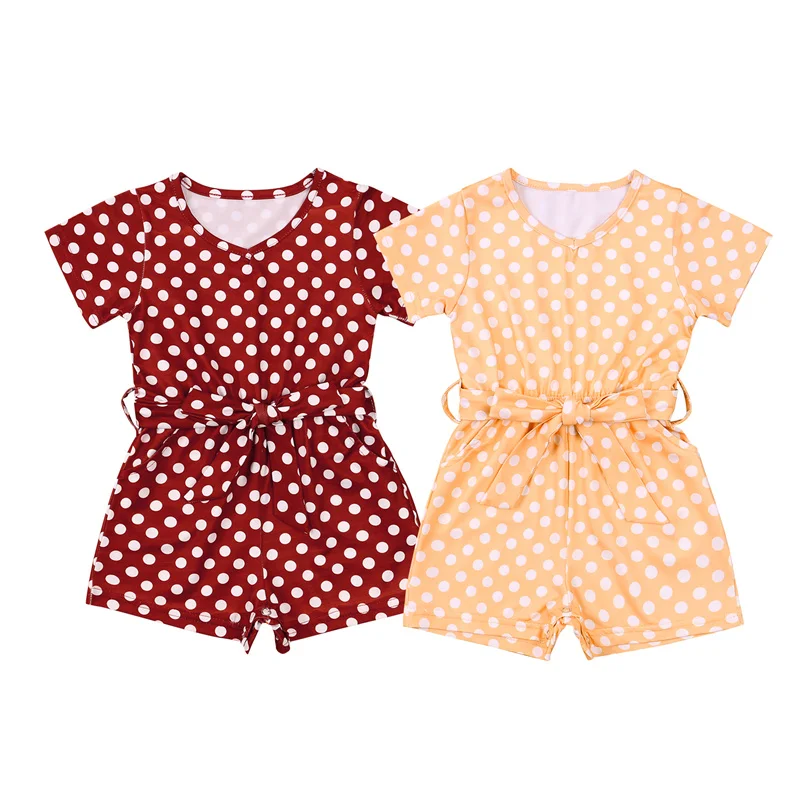 

Newborn Baby Girls Summer Cotton Romper,Sweet Belted Polka Dot Print Short Sleeve O-Neck Playsuit for Children Girls,0-3Years