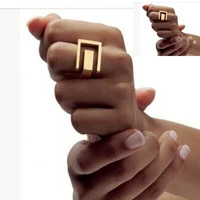 fashion neutral geometric smooth joint ring punk style elegant metal alloy ring