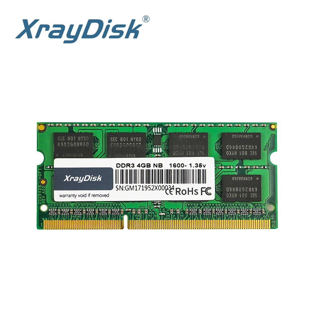 Оперативная память XrayDisk DDR3 DDR3L для ноутбука ОЗУ 4 ГБ 8 1600 МГц SO-DIMM 1 35 в 204-контактный