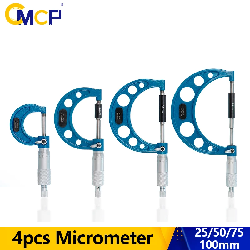 

Микрометр CMCP, 4 шт., 0-25/50/75/100 мм, Точность 0,01 мм, наружный микрометр из подшипниковой стали, измерительный инструмент наружного диаметра
