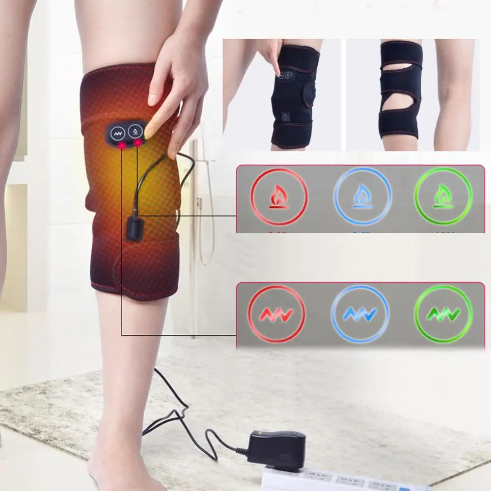 

USB Electric Knee Massage Warm Knee pain Treatment Rheumatoid Arthritis Multifrequency Vibration Massage Points US Plug 110-240V