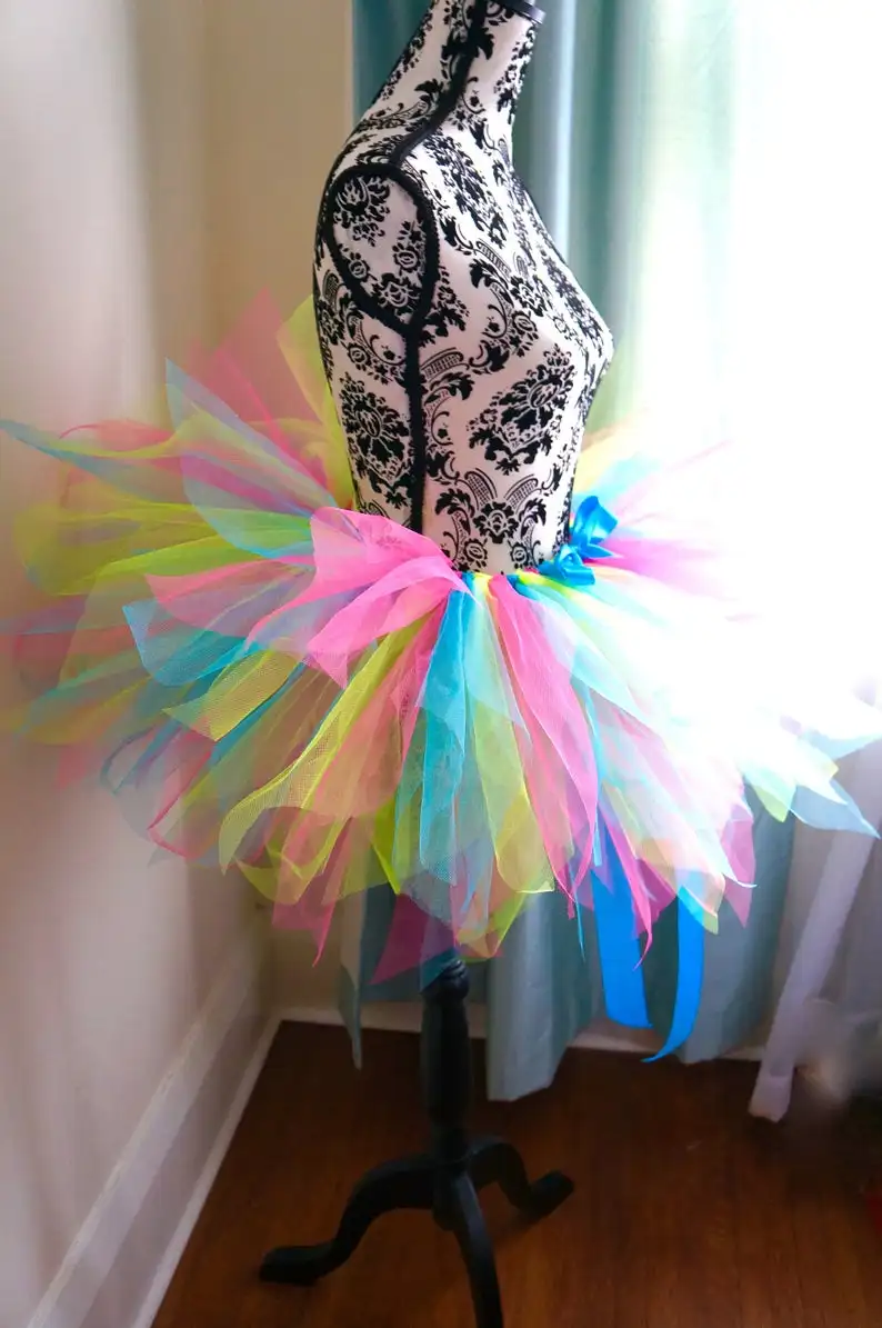 

Women Princess Lady Girls Short Skirts Party Birthday Ballet Costume Christmas Photograp Dance JD Rainbow Skirt Tutu Clothes
