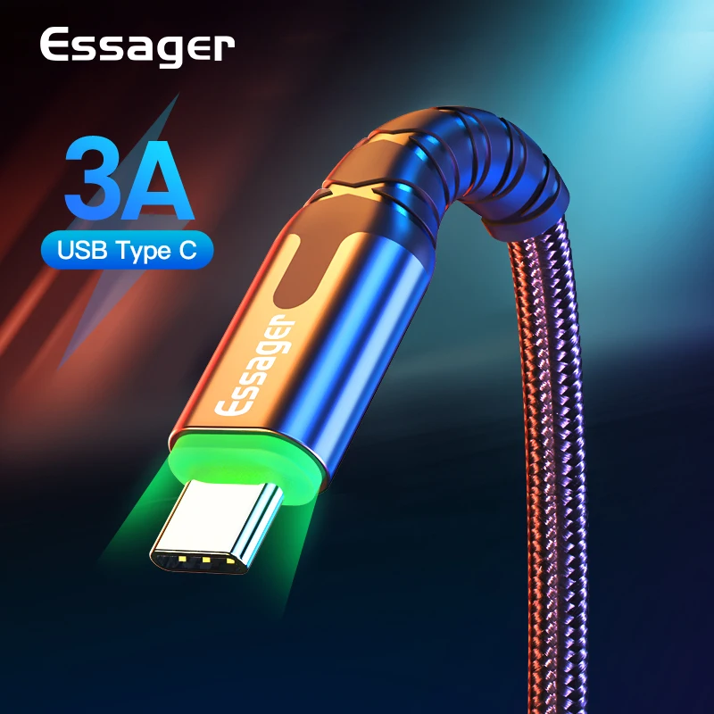 

Кабель Essager USB Type C 3 м кабель для быстрой зарядки USBC кабель Type-C для Xiaomi Redmi Note 8 7 Samsung мобильный телефон USB-C зарядное устройство