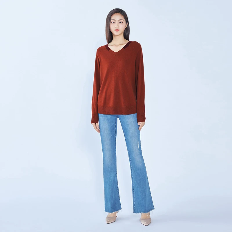 

Tailor Shop Custom Made All Cashmere Cashmere Sweater Women Pullover Sweater Women V-neck Sweater Women Loose Outer Wear