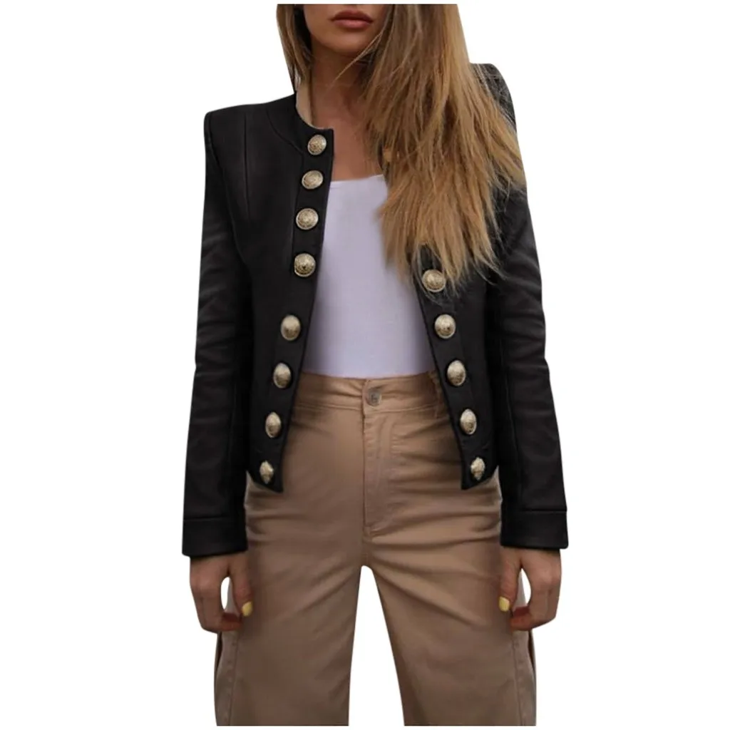 Женская черная приталенная куртка из искусственной кожи верхняя одежда на