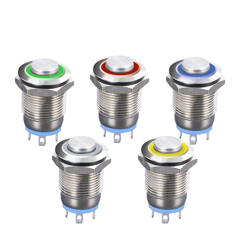 12 мм металлический кнопочный выключатель без фиксации Кнопка водонепроницаемый
