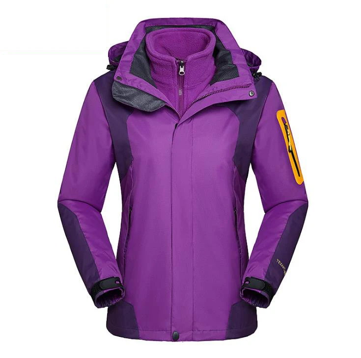 Women Purple 5XL Женская и мужская осенне-зимняя теплая одежда водонепроницаемая Лыжная походная куртка 3 в 1 треккинговые ветрозащитные для восхождения пальто - Цвет: Women Purple