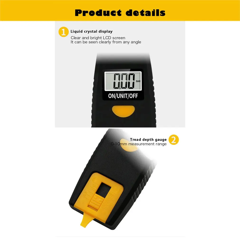 Манометр цифровой измеритель давления в шинах с ЖК-дисплеем для автомобилей и