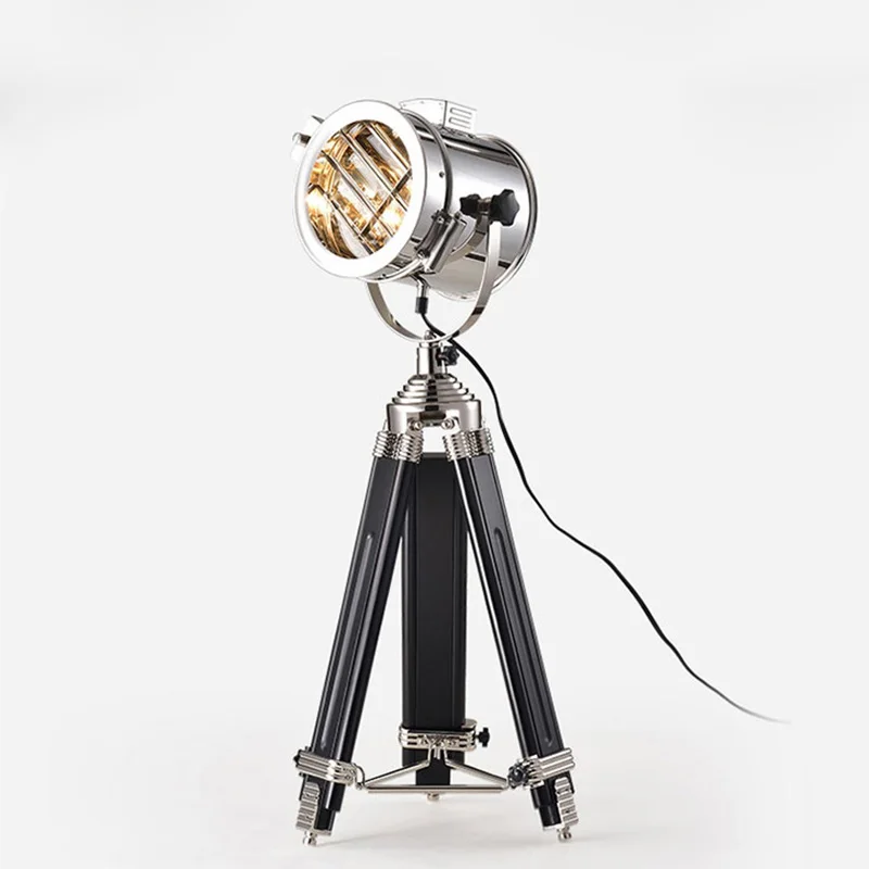 

Nordic Chrome Search Light Metal Wood Glass Table Lamp Home Decoration Desk Lamp LED Suspension Lamps TA102