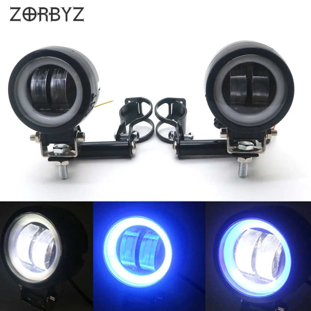 Светодиодный светильник ZORBYZ для мотоцикла черный противотуманный с ангельским