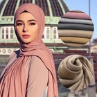 Мусульманских женщин хиджаб для девочки шарф исламский шалей Джерси ткань однотонные платки плотная Стиль 60*170 см; Оптовая продажа; Прямая поставка;