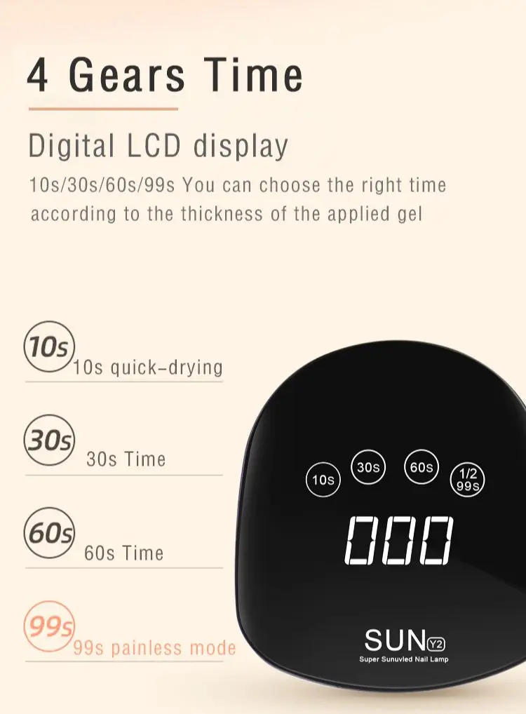 

168W SUN Y2 UV Nail Dryer 54 / LED Automatic Induction Ultraviolet Ice Lamp Four Gears Timer 10s / 30s / 60s / 99s Manicure Tool