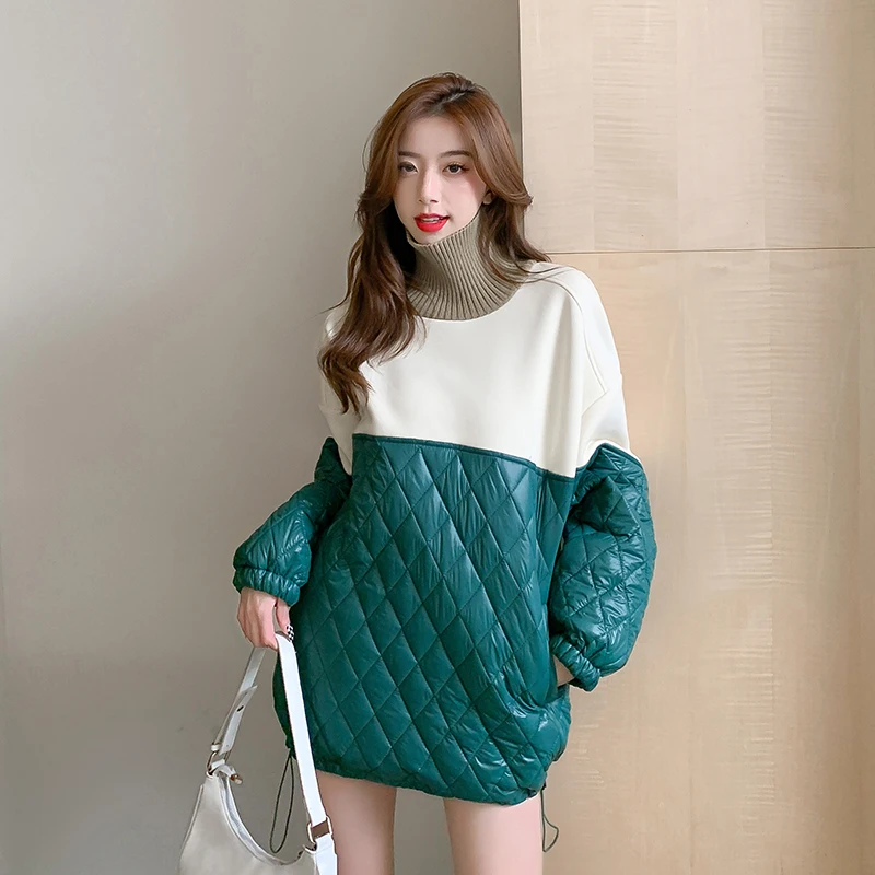 

Повседневный свитер 2021 осень-зима плюс бархатная строчка ромбовидное хлопковое пальто свободный и тонкий топ модная женская одежда