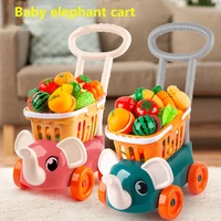 kids supermarket shopping groceries removable cart trolley toys for girls kitchen play house simulation fruits pretend baby toy