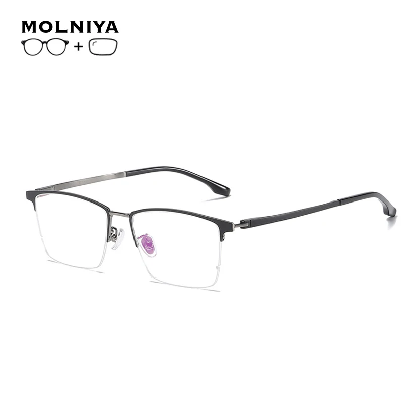 Оправа для очков из чистого титана деловые Полуободковые очки мужчин и женщин