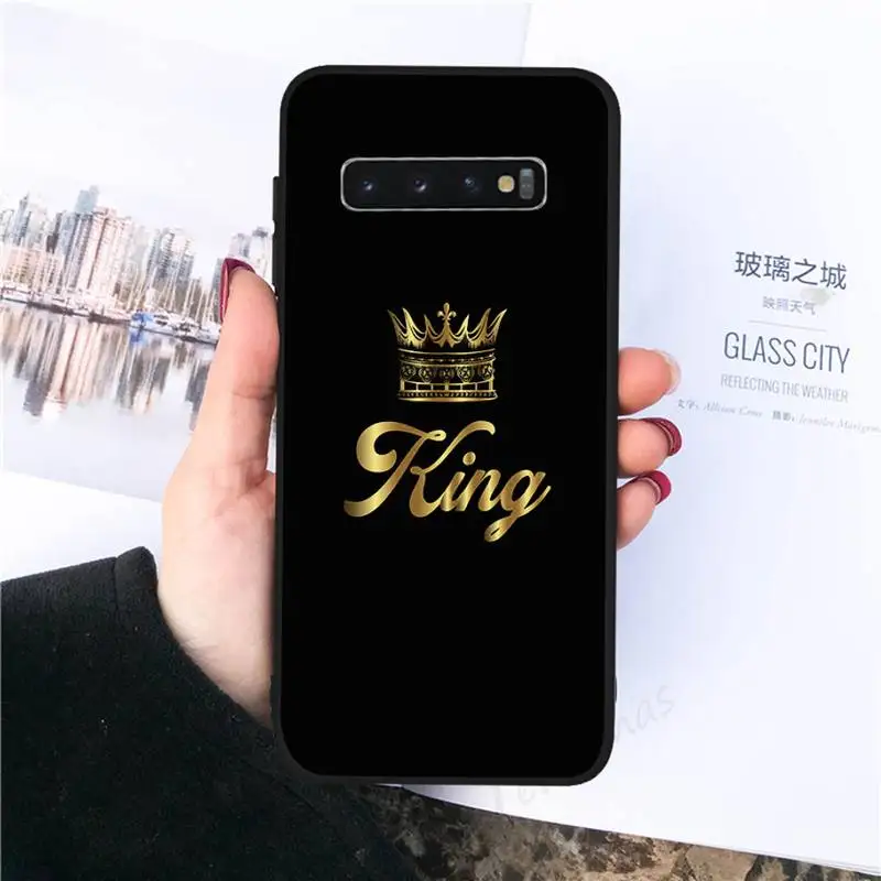 

King Queen gold Crown Phone Case For Samsung galaxy S 7 8 9 10 20 edge A 6 10 20 30 50 51 70 note 10 plus