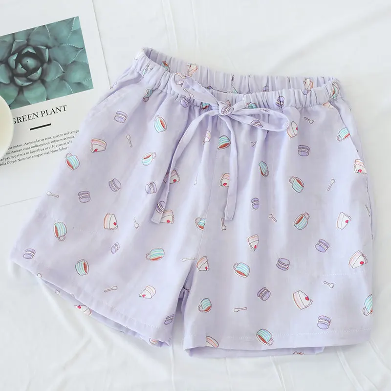 

Women Cotton Shorts Double Gauze Home Pajama Pants Sleep Bottoms Summer Casual Beach Pants Sleep Wear Lounge Pajama Shorts