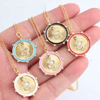 fashion neon round cz necklace gold color chain choker pave zircon snake necklace for women enameled pendant jewelry accessories