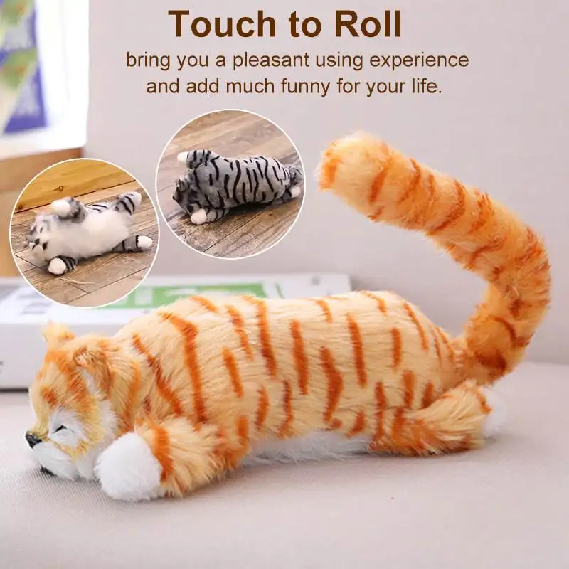 

11.8inch/30cm Electric Simulation Cats Plush Toy Touch to Roll Fuction Kittens Roll Cats Stuffed Doll Birthday Kids Gifts