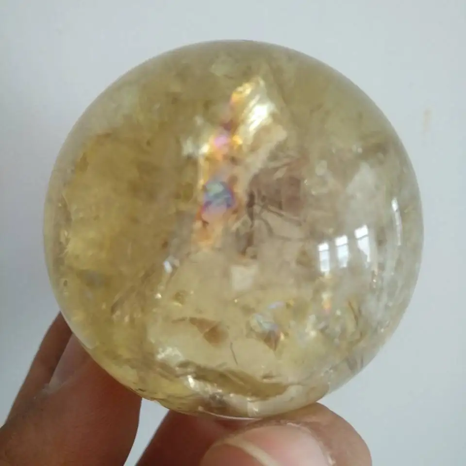 

50mm Rainbow! Natural citrine quartz Sphere crystal ball Healing