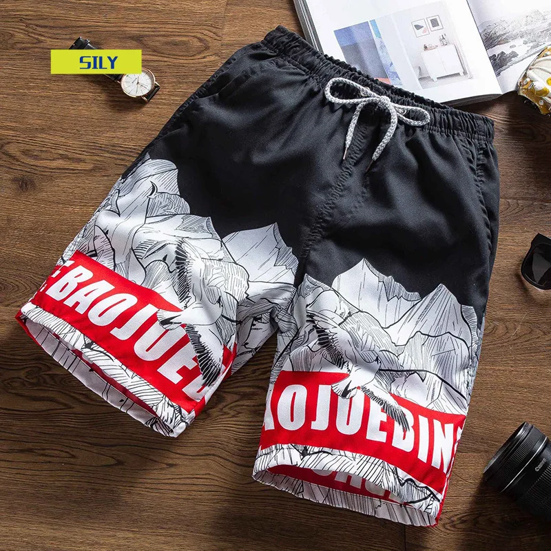 

Summer New Casual Shorts Men Beach Breathable Quick Dry Loose Shorts Men's Fashion Hawaii Print Short Pants Couple Shorts Male