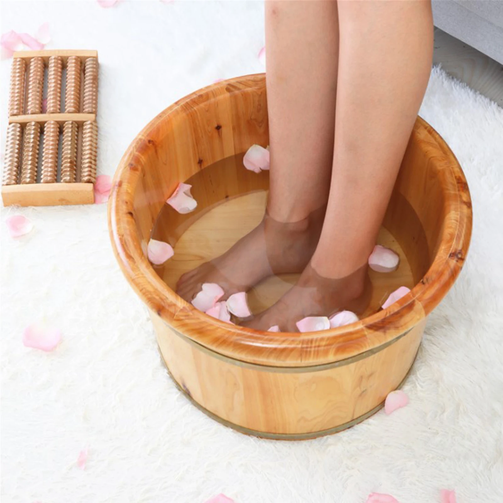 

1 Piece Thick Strong Durable Cedar Wooden Foot Basin Feet Barrel Soaking Bath Tub for Foot Soaker Washing Tubfoot Care Forwomen